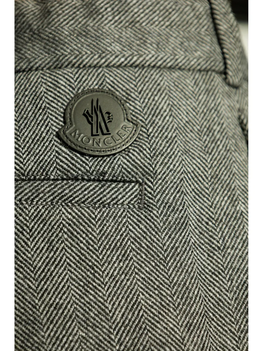 Moncler Pantalon met visgraat patroon Zwart