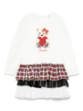 Monnalisa teddy-bear jersey dress - White