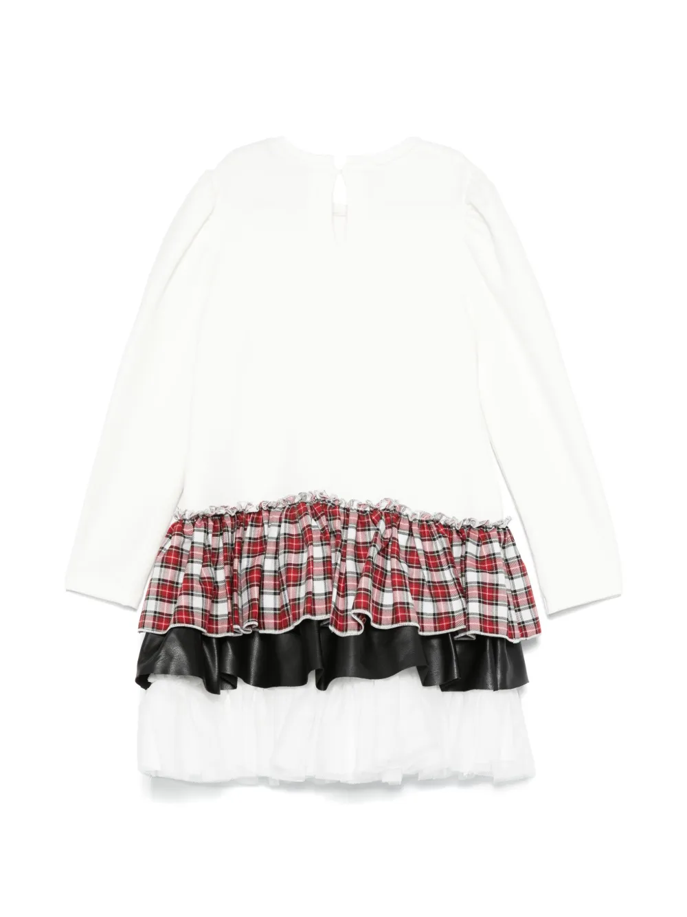 Monnalisa Jersey jurk met teddybeer - Wit