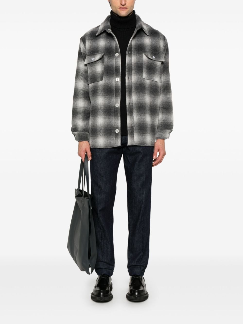 Shop Family First Check-pattern Jacket In 灰色