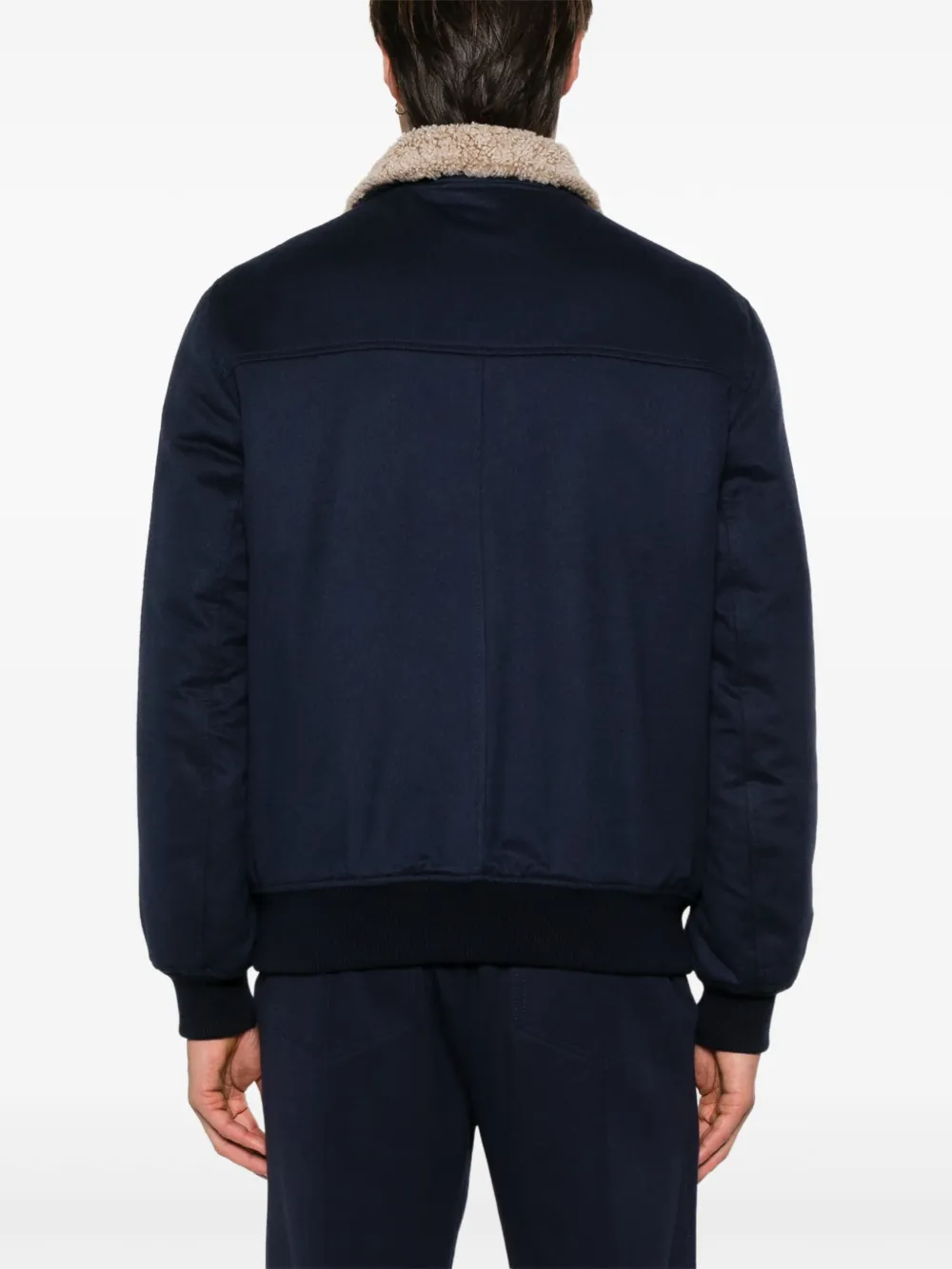 Brunello Cucinelli Bomberjack met lammy kraag Blauw