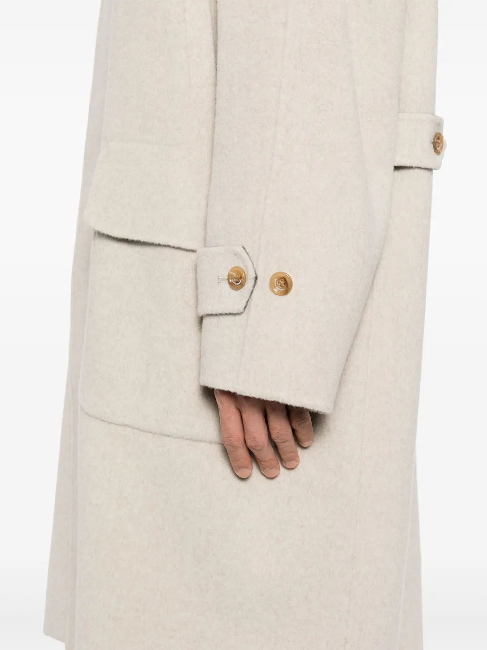 Man On The Boon. Hooded Single-breasted Coat In Neutrals
