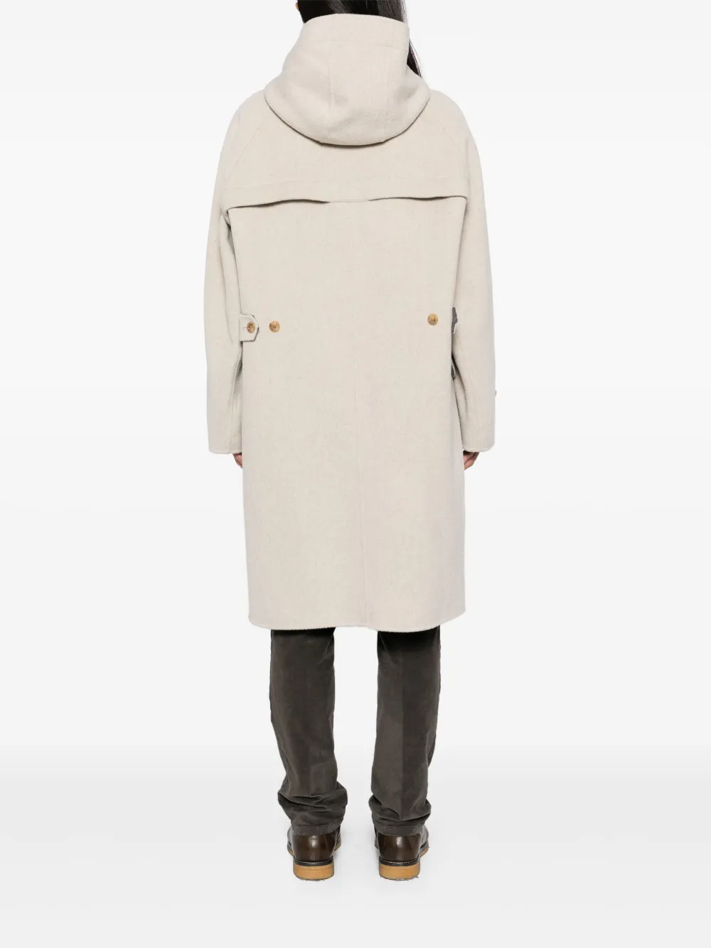 Man On The Boon. Hooded Single-breasted Coat In Neutrals