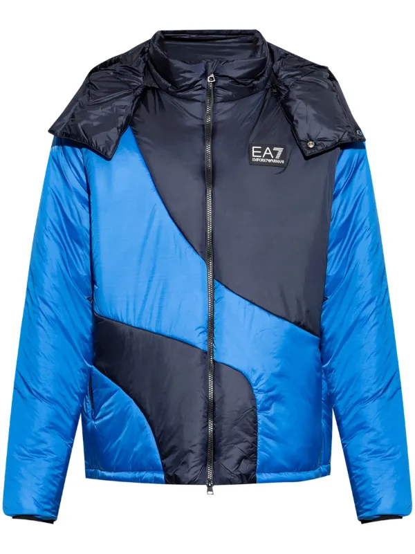 Ea7 Emporio Armani Doudoune a Design Bicolore Bleu FARFETCH FR