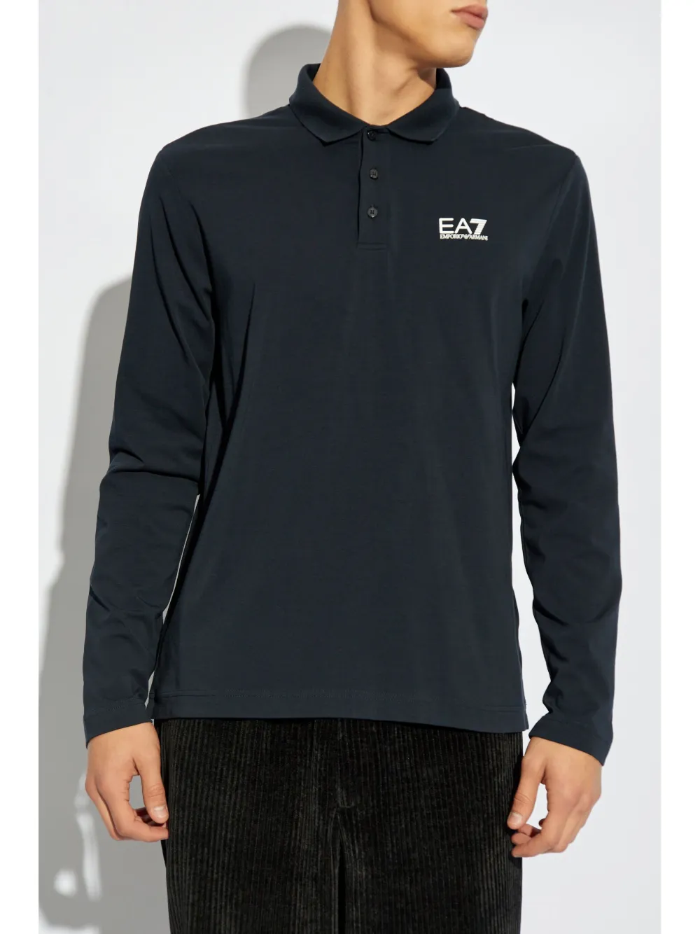 Ea7 Emporio Armani Katoenen poloshirt met logoprint Blauw