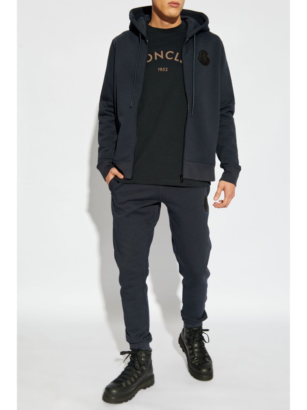 Moncler logo-patch hoodie - Blauw