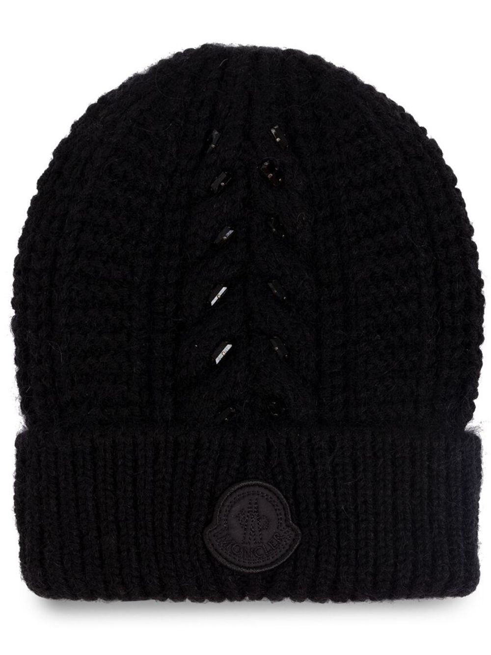 Moncler embroidered beanie - Black