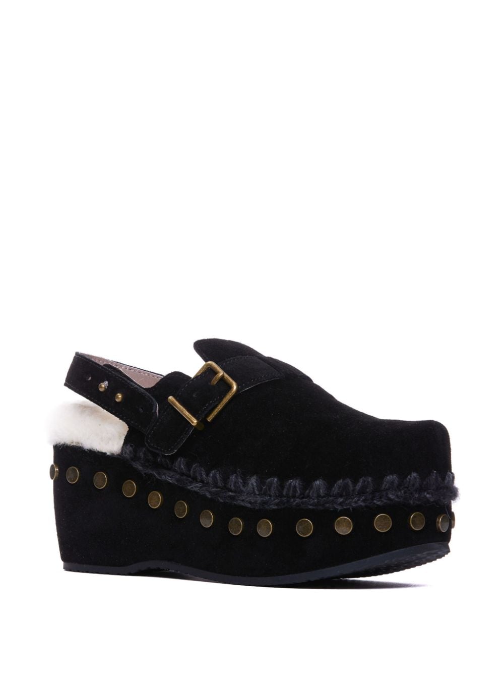 Shop Mou 70mm Stud-embellished Platform Mules In Black