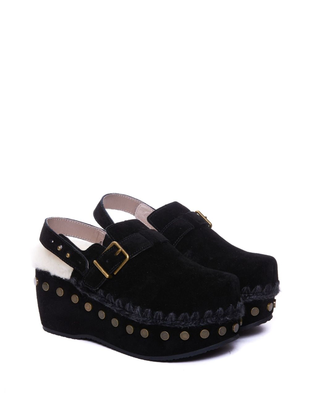 Shop Mou 70mm Stud-embellished Platform Mules In Black