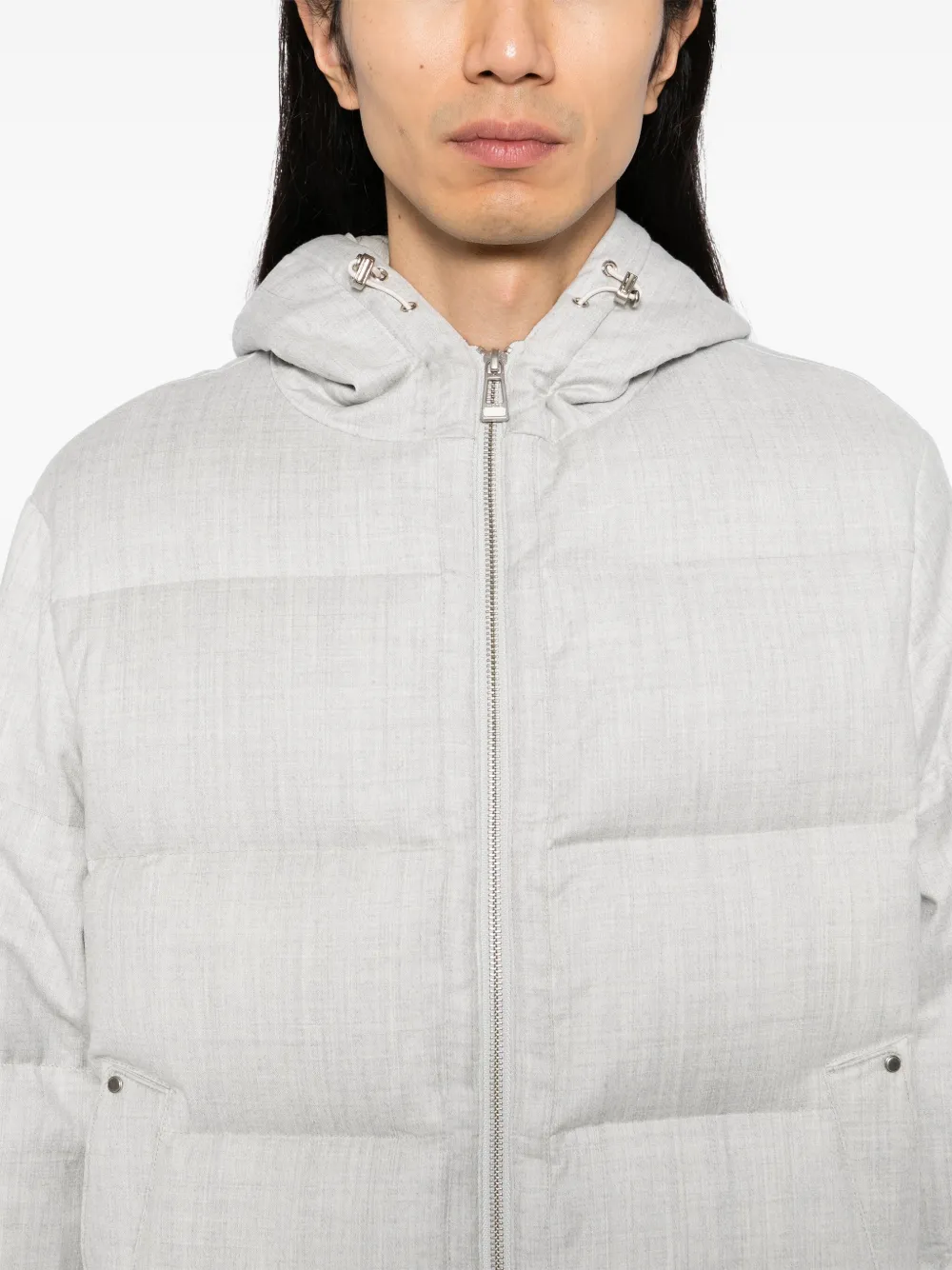 Man On The Boon. Hooded Padded Jacket In 灰色