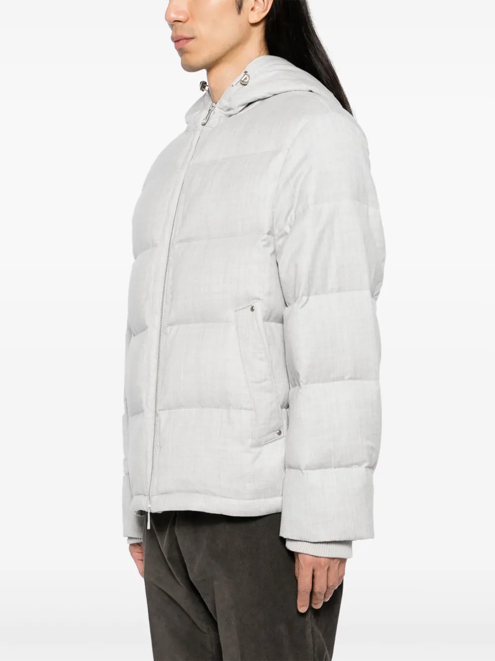 Man On The Boon. Hooded Padded Jacket In 灰色