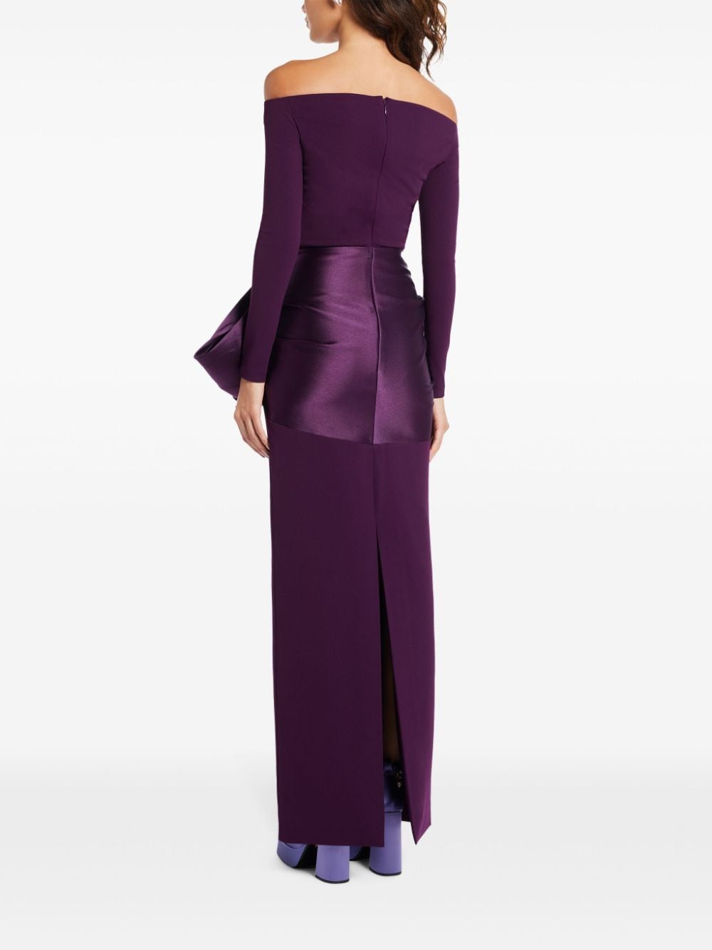 Shop Solace London Kori Off-shoulder Gown In Purple