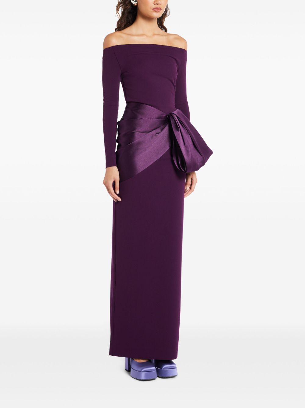 Shop Solace London Kori Off-shoulder Gown In Purple