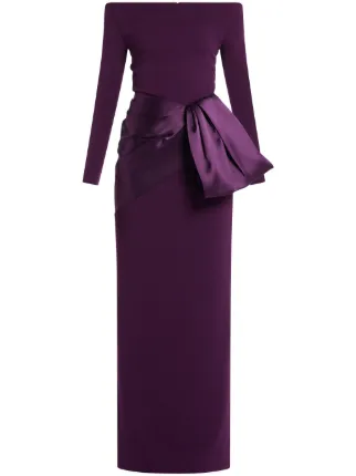 SOLACE LONDON ソレイスロンドン ワンピース Kori 994973 Kori off-shoulder bow-detail gown in black - Solace London
