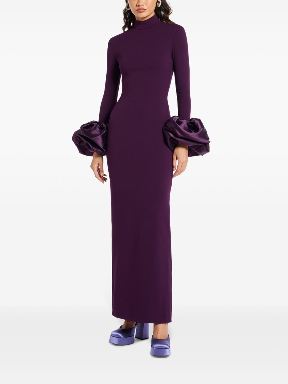 Solace London Viviana oversized-cuffs gown - Paars