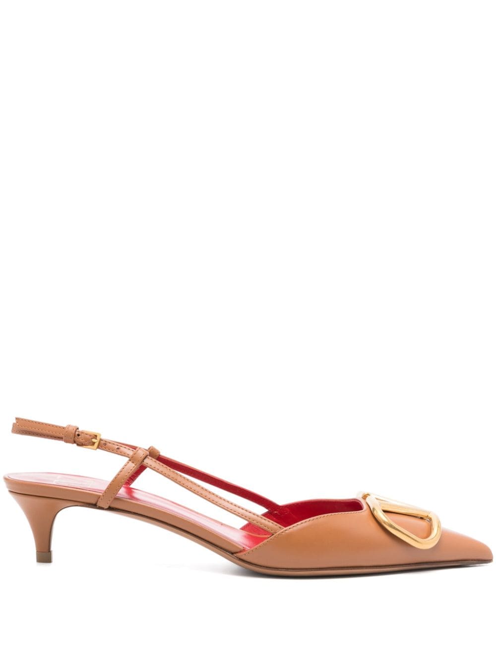 Shop Valentino 40mm Vlogo Pumps In Brown