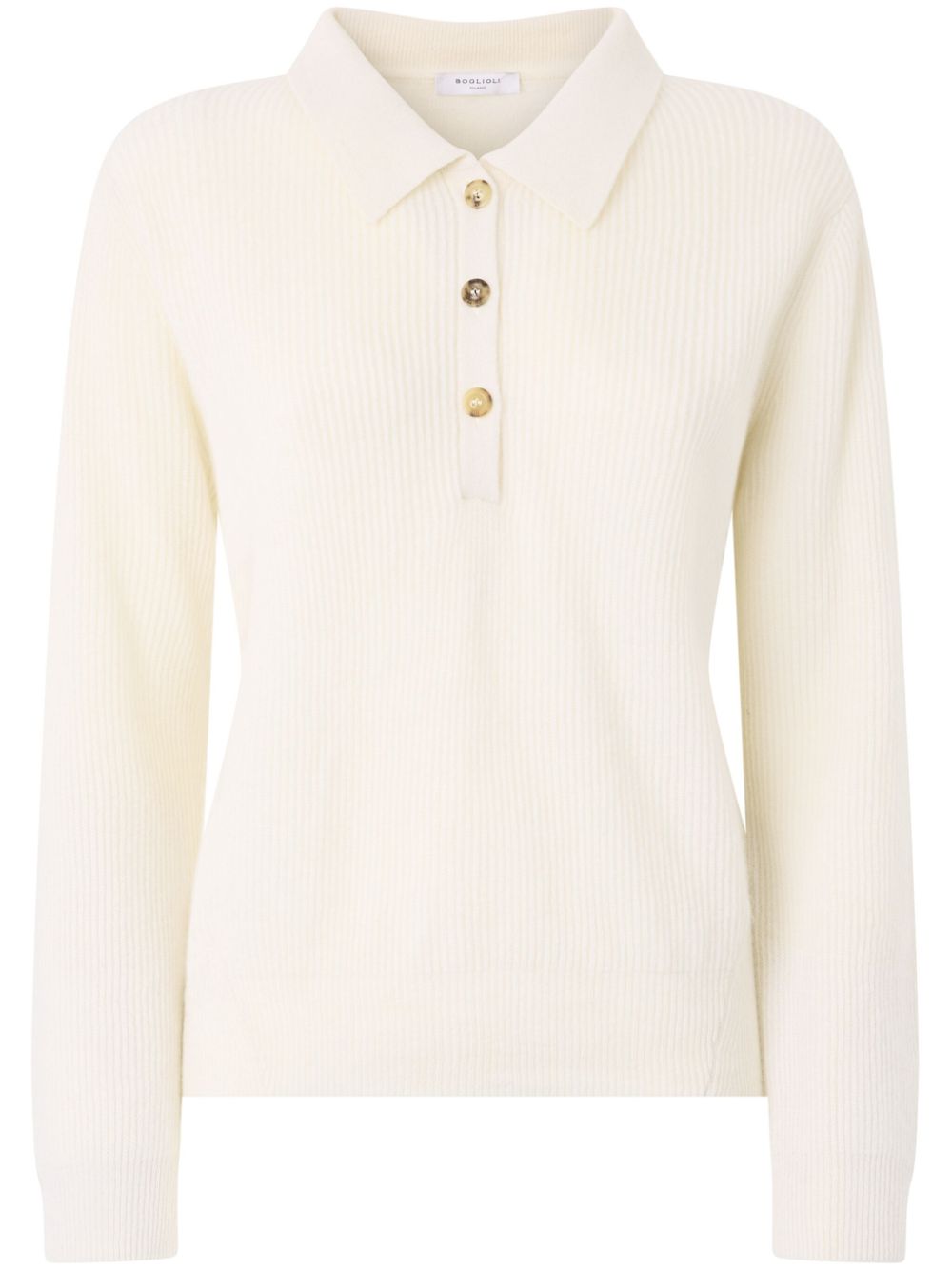 ribbed-knit cashmere polo top