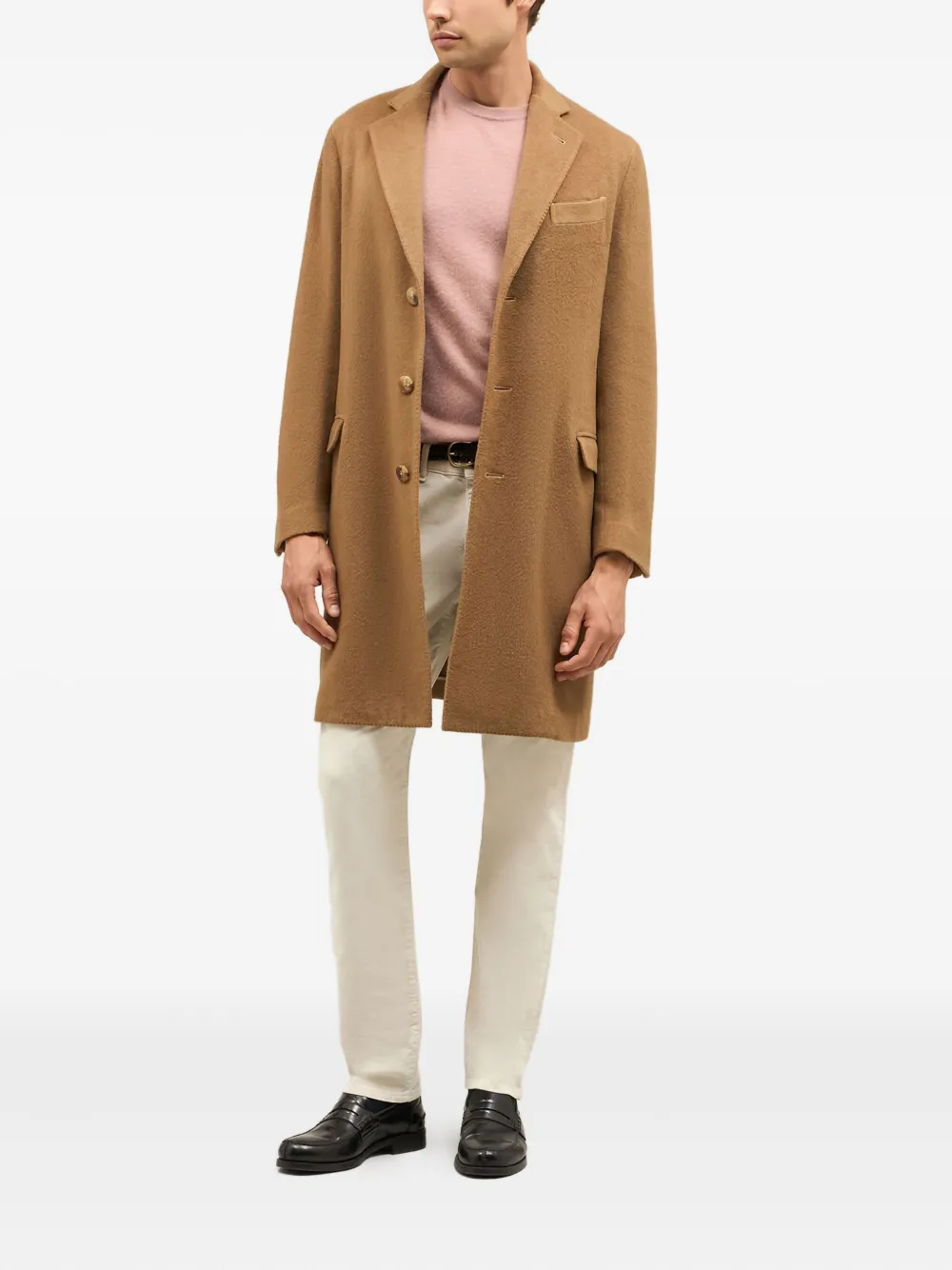 Boglioli three-button brushed cashmere coat | Single Breasted Coats | Image 2