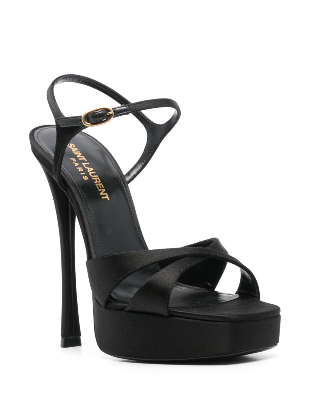 Saint Laurent 145 mm satijnen sandalen - Zwart