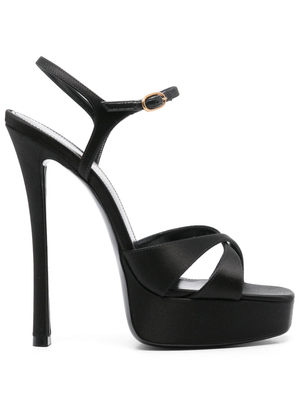 Saint Laurent 145 mm satijnen sandalen Zwart