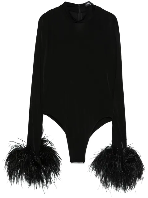 David Koma body con ribete de plumas