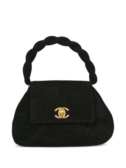 HOT SALE CHANEL 1997 suede top-handle bag Women