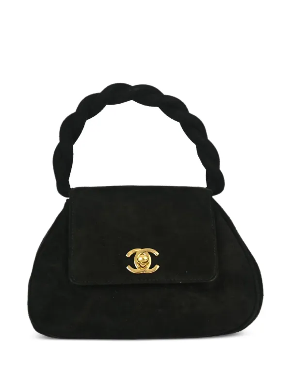 CHANEL Pre-Owned 1997 Suede top-handle Bag | Black | FARFETCH