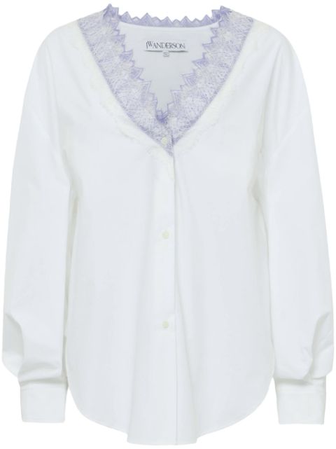 JW Anderson V-neck lace-trim shirt Women