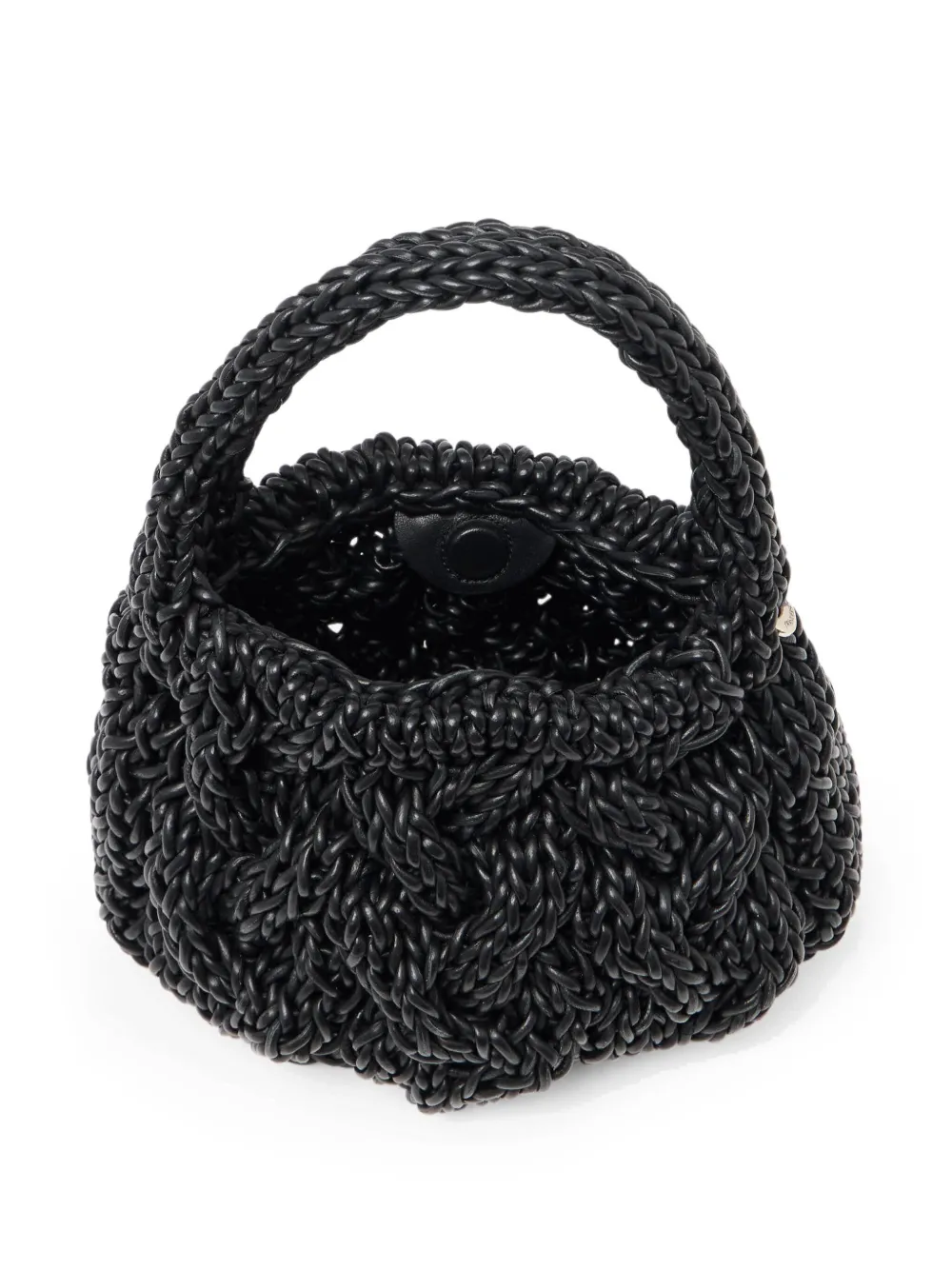 Jw Anderson W Anderson Womens Cable-knit Small Raffia Top-handle Bag Navy In Black
