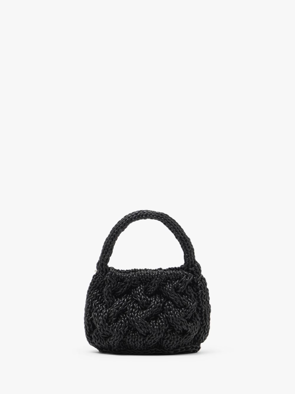 JW ANDERSON JW ANDERSON SMALL CABLE KNIT BAG - LEATHER DRAWCORD TOP HANDLE BAG