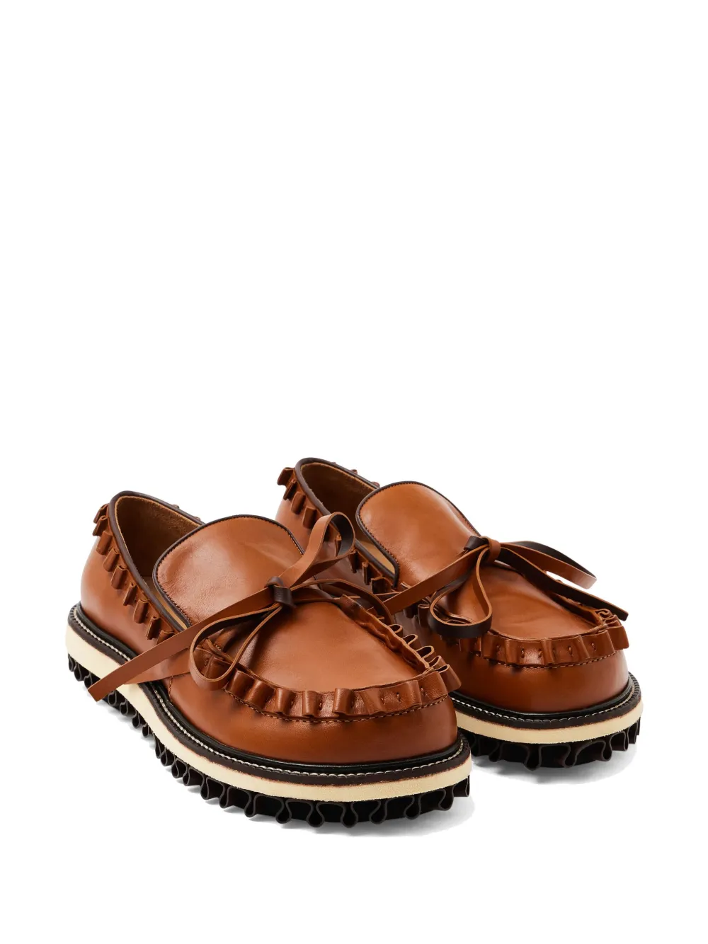 JW Anderson Leren loafers met ruches Bruin