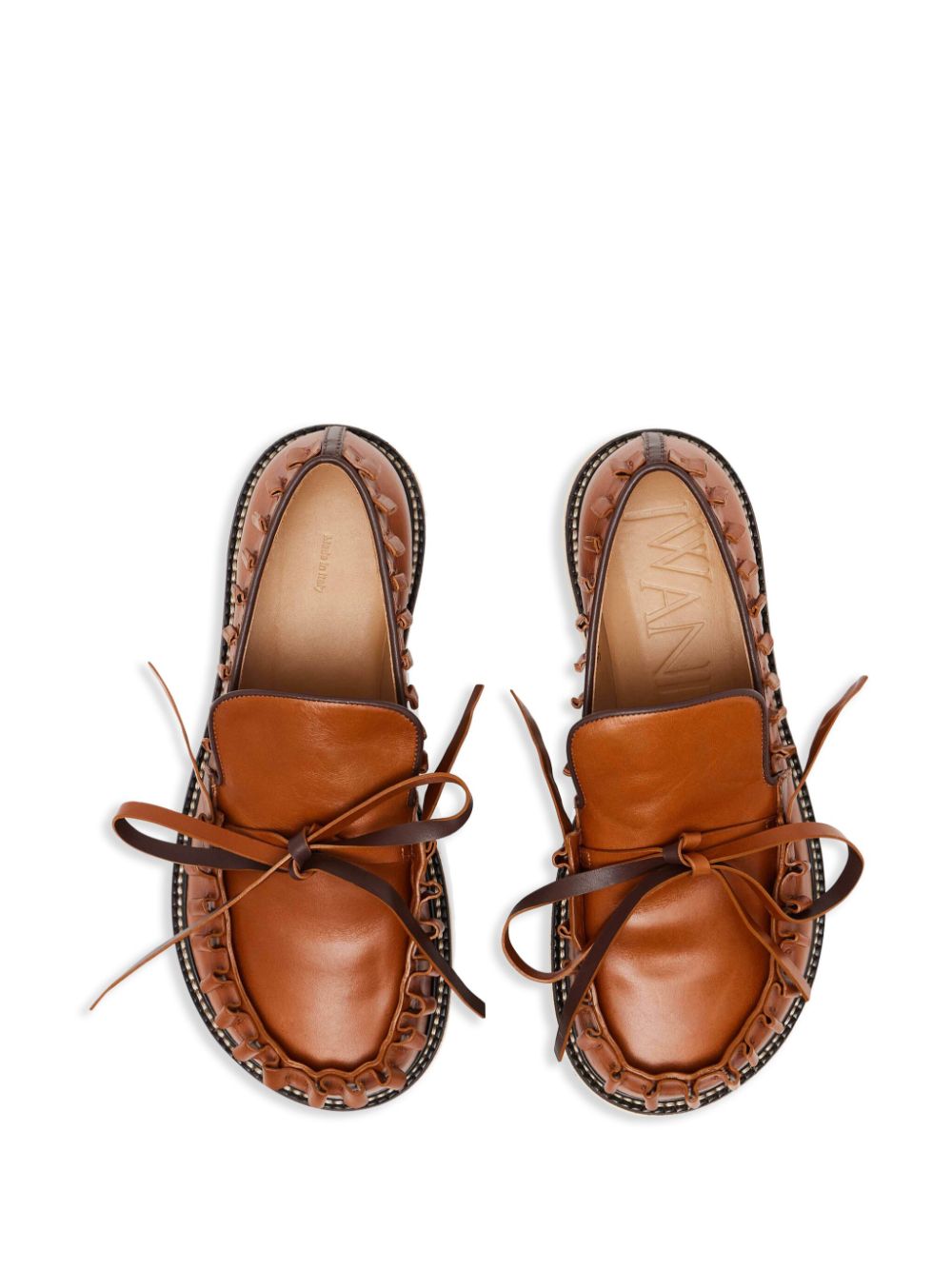 JW Anderson Leren loafers met ruches Bruin