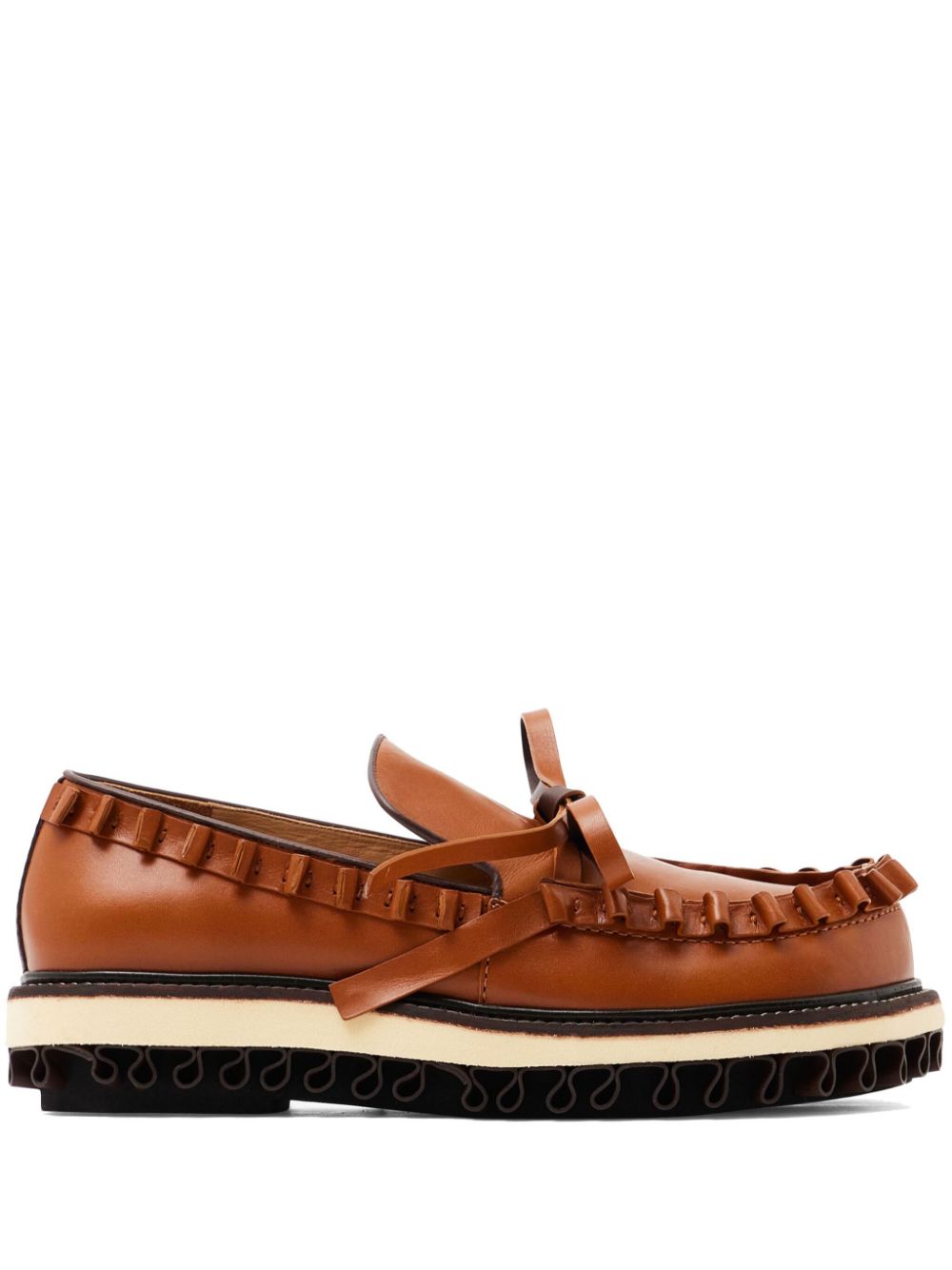 JW Anderson Leren loafers met ruches Bruin