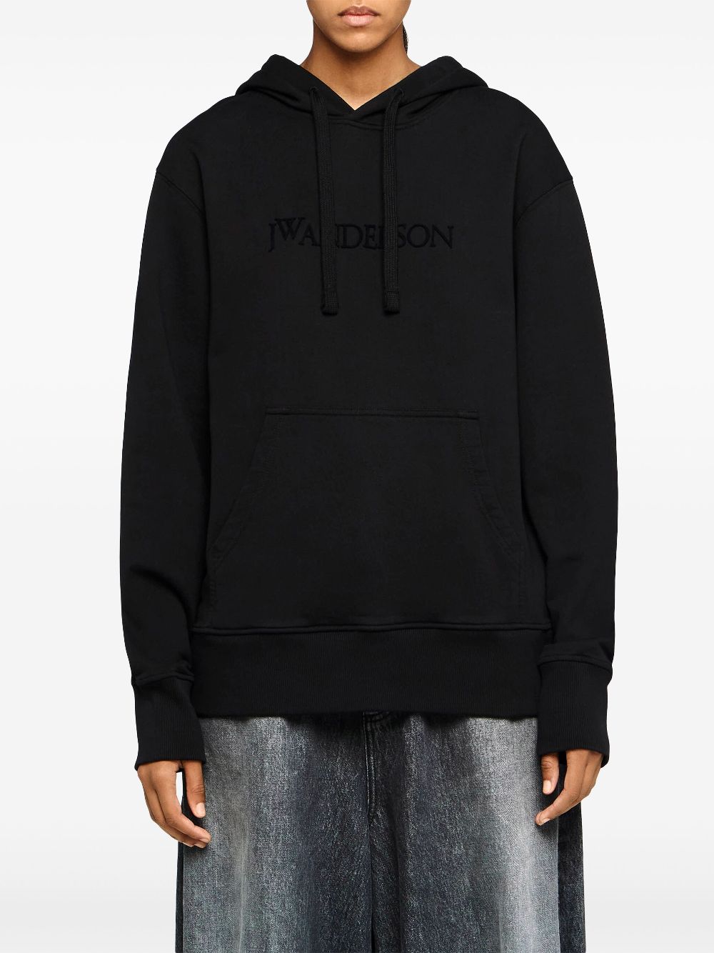 JW Anderson Hoodie met geborduurd logo Zwart