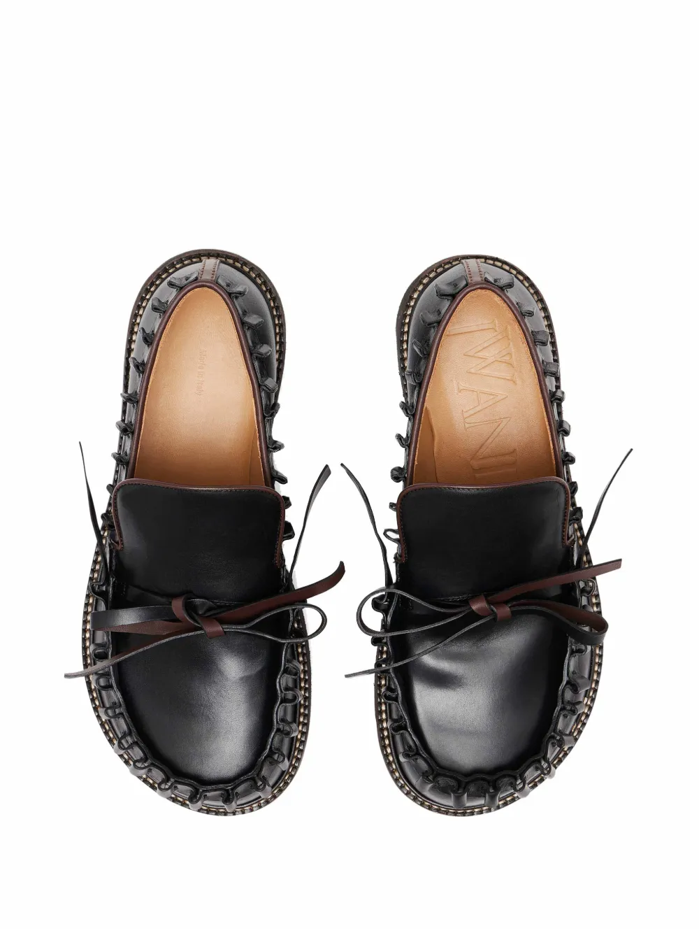 JW Anderson Leren loafers met ruches Zwart