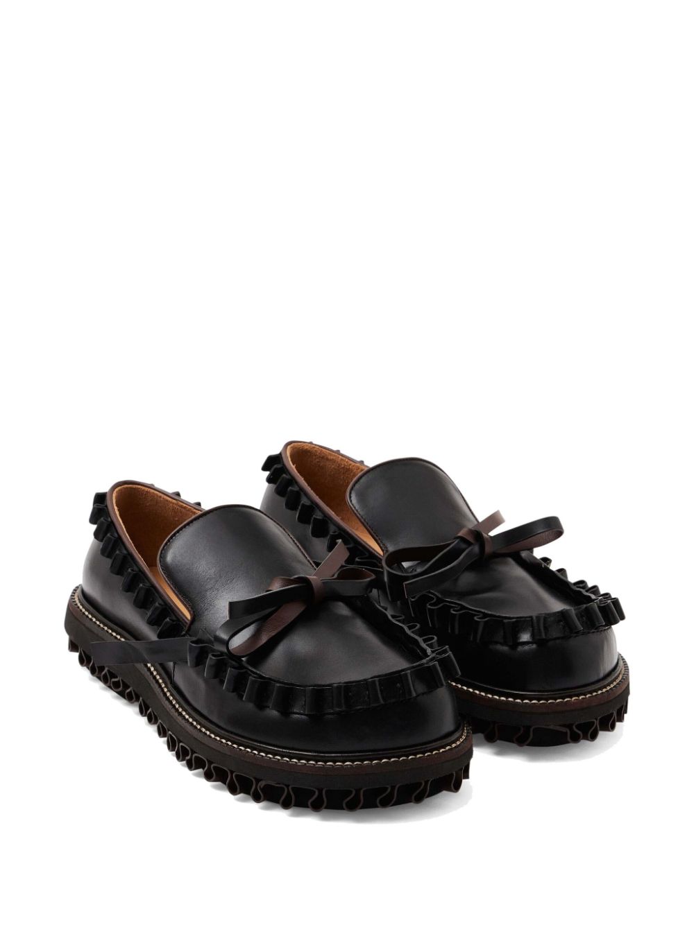 JW Anderson Leren loafers met ruches - Zwart