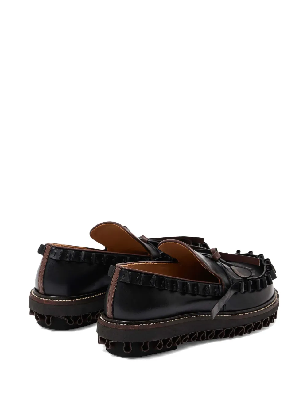 JW Anderson Leren loafers met ruches Zwart