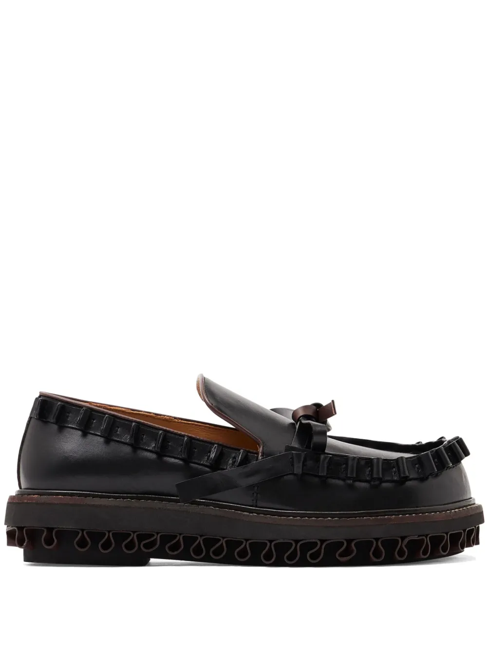 JW Anderson Leren loafers met ruches Zwart