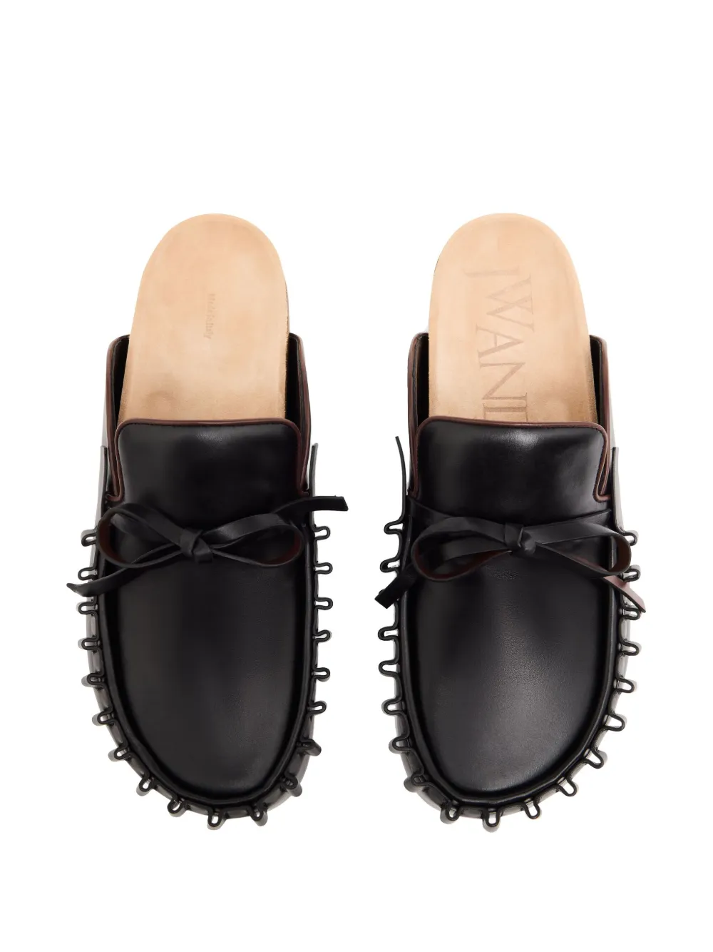 JW Anderson Ruffle leather loafer mules Black