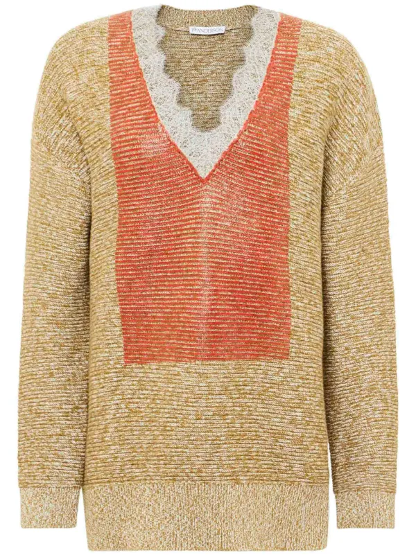 JW Anderson Lace-trim Jumper in Gold