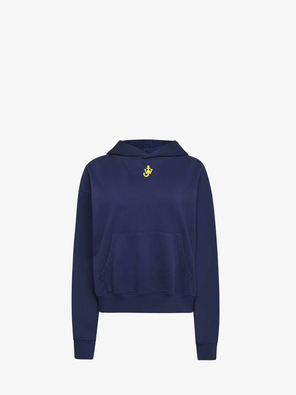 Shop Jw Anderson Cropped Hoodie With Anchor Embroidery In Blue
