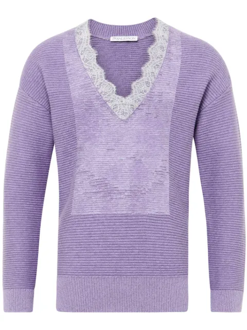 JW Anderson V-neck lace-trim sweater
