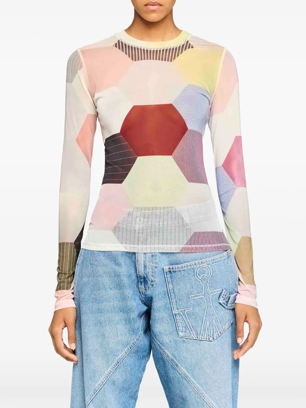 JW Anderson T-shirt met patchworkprint Wit