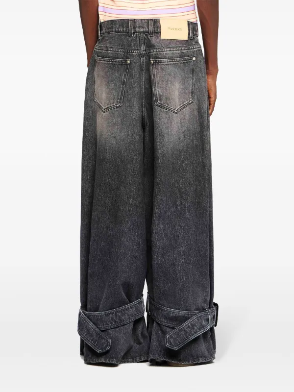 【関税&送料込】Jw Anderson Jeans With Buckle Buckle-detail mid-rise wide-leg jeans in blue - JW Anderson
