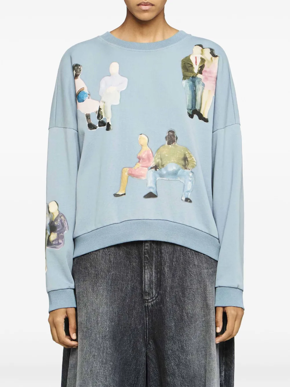 JW Anderson Sweater met mensenprint Blauw