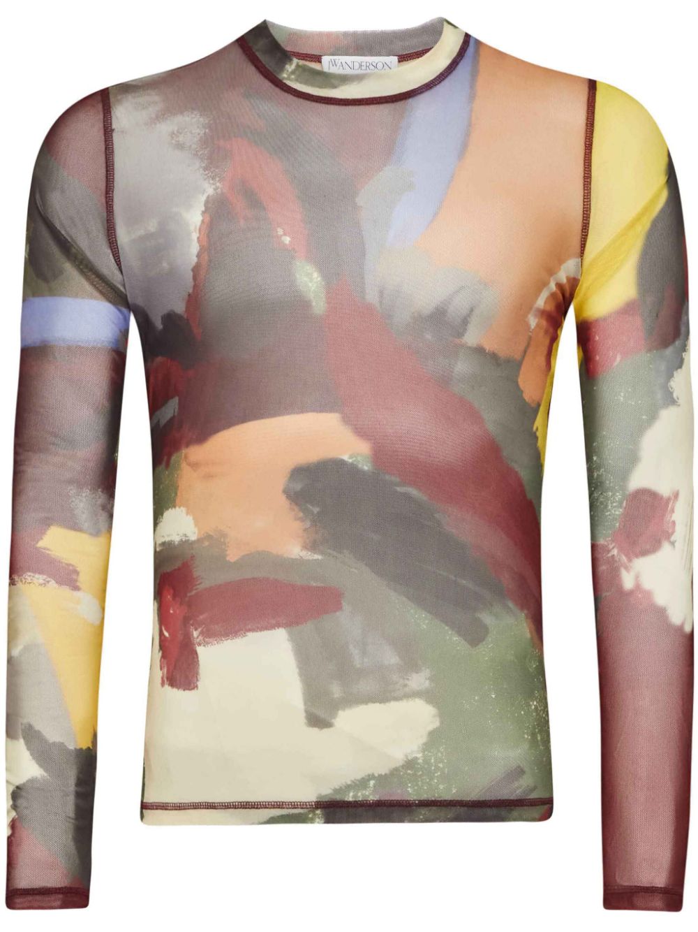 JW Anderson abstract-print sheer top - Red