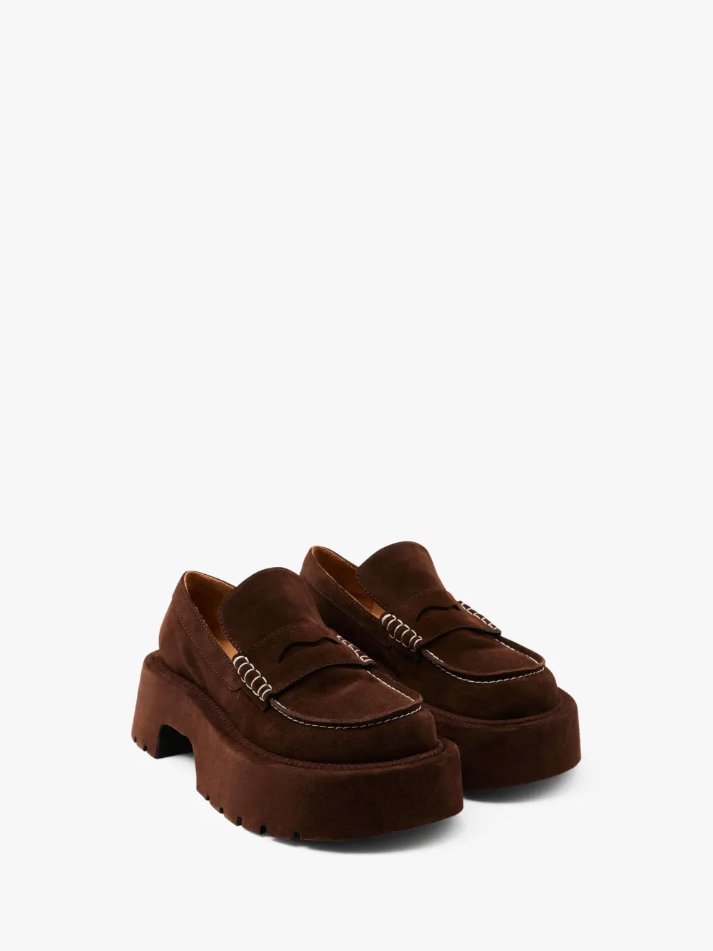 Jw Anderson 50mm Platform Suede Loafers In Brown