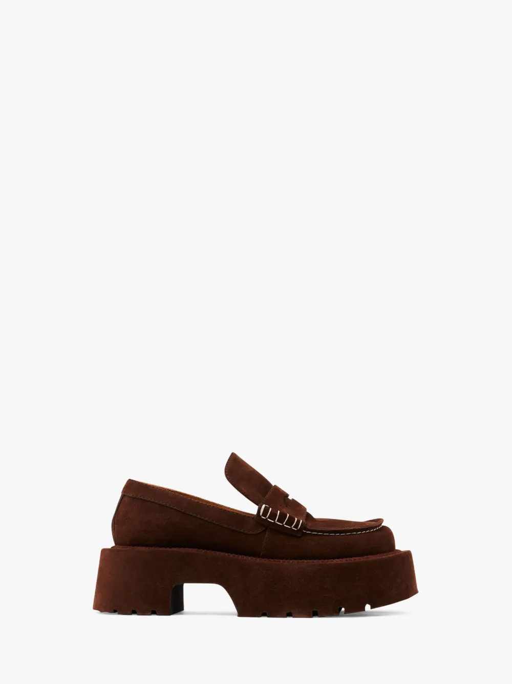 Jw Anderson 50mm Platform Suede Loafers In Brown