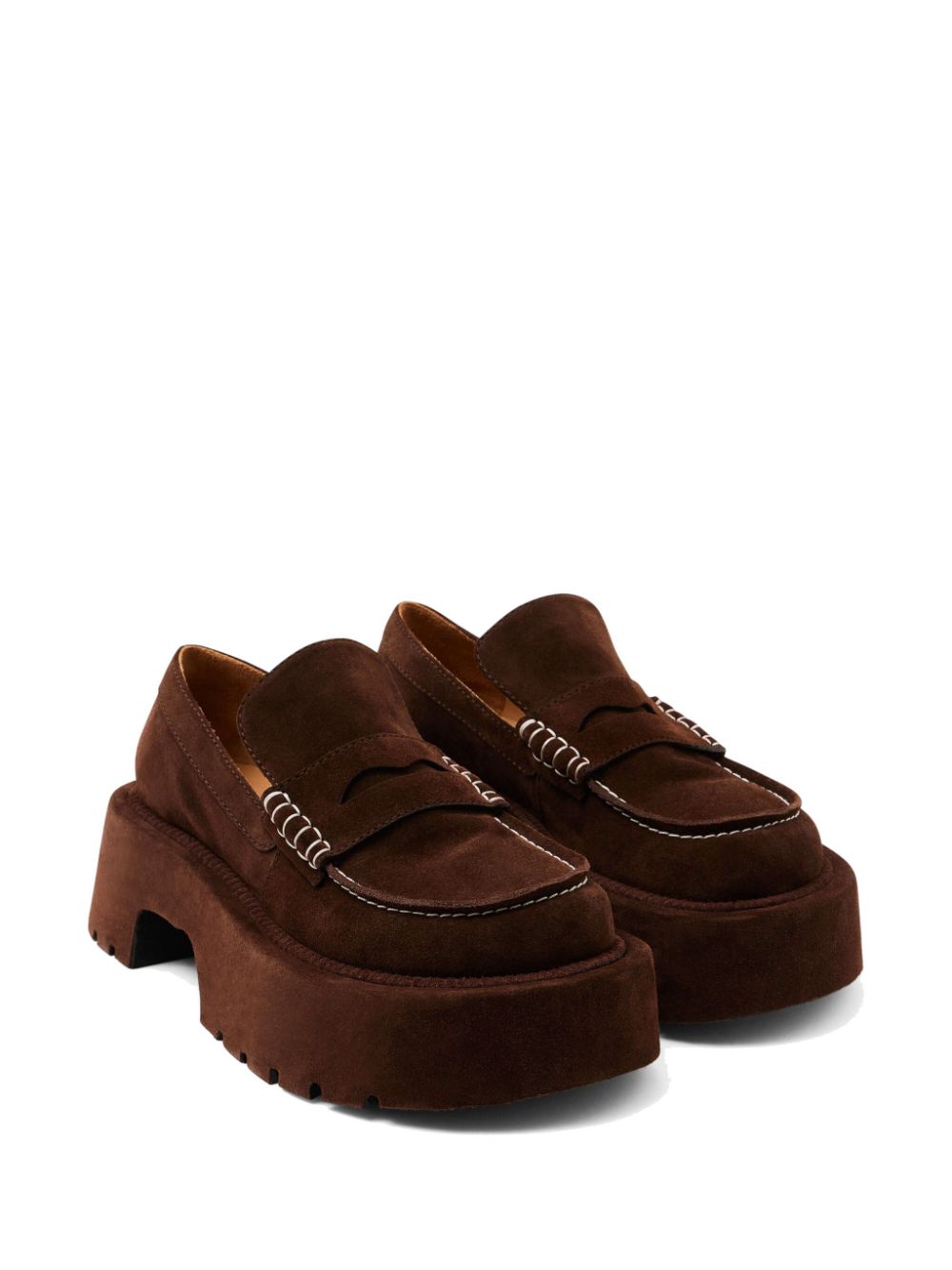 JW Anderson 50 mm suède loafers met plateauzool Bruin