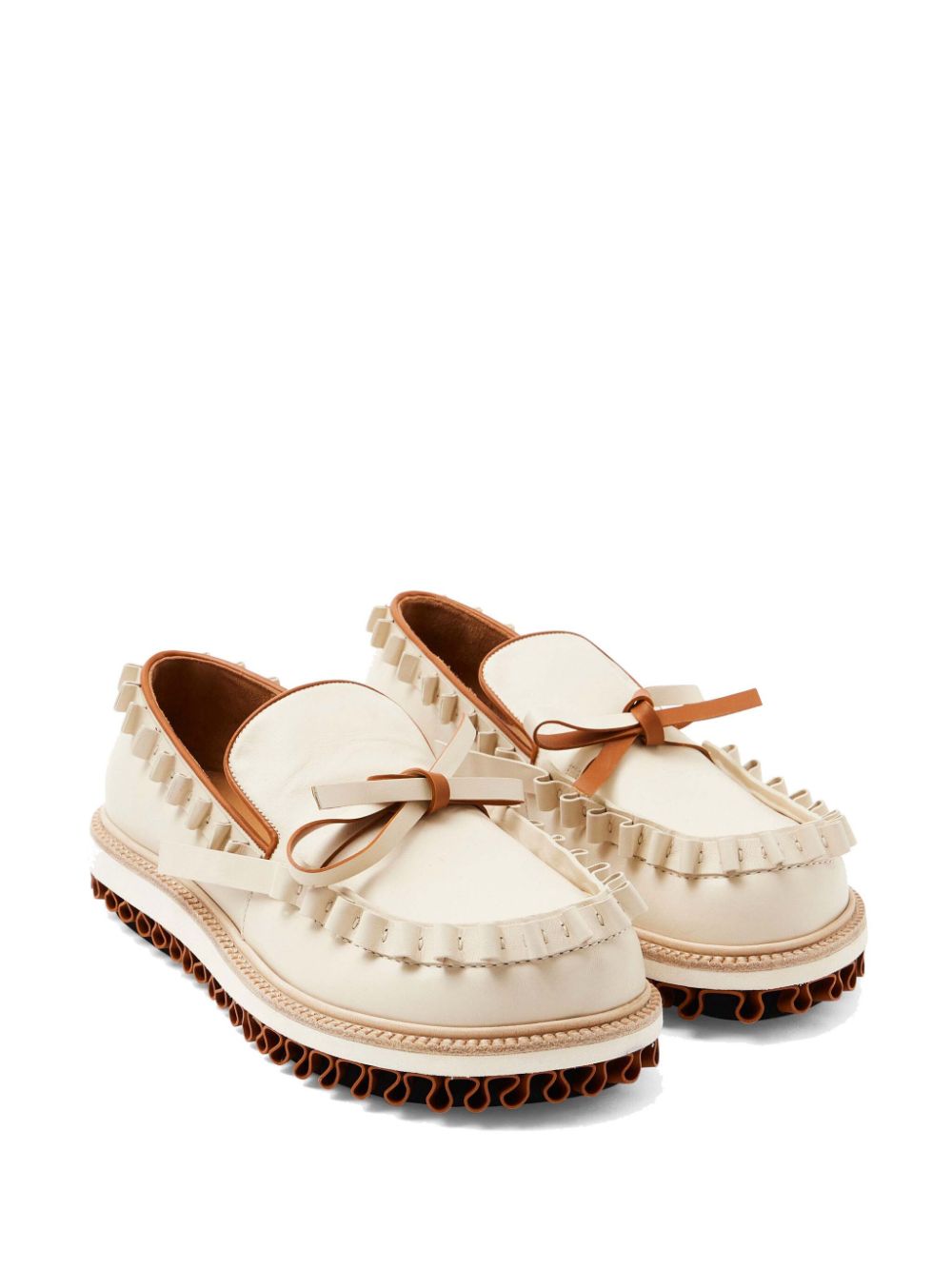 JW Anderson Leren mocassin met ruches Wit